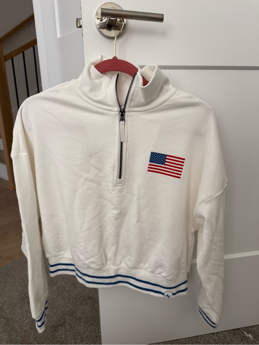 JoyLab White Half-Zip Pullover with Black Zipper